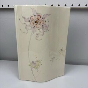 Vtg MCM Sculptural Asymmetrical Ceramic Vase Studio Pottery Japandi Floral